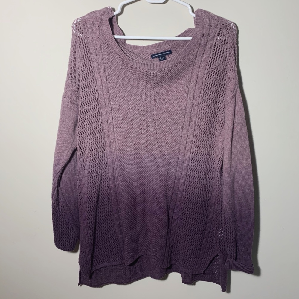 American Eagle Purple Ombré Knit Sweater